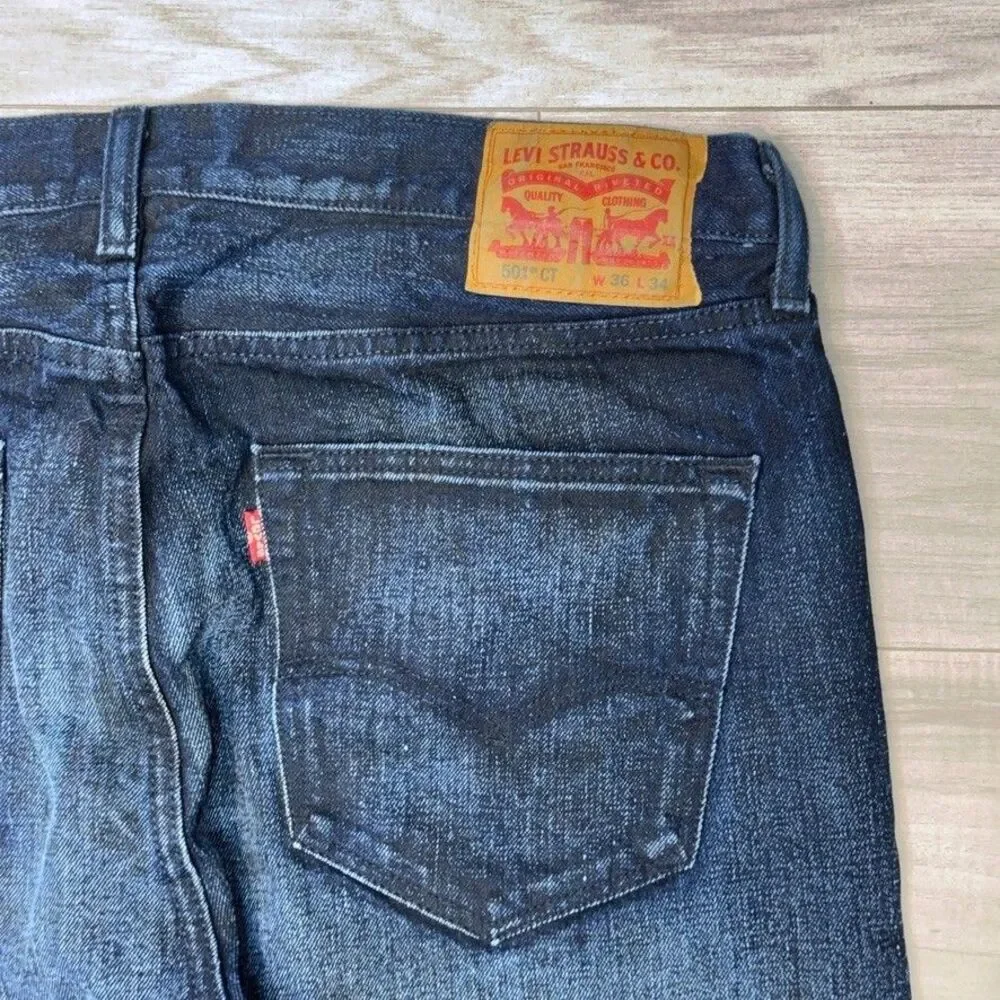 Levi's 501 CT Dark Wash Jeans Men 36x34 Straight Taper Button Fly NWOT